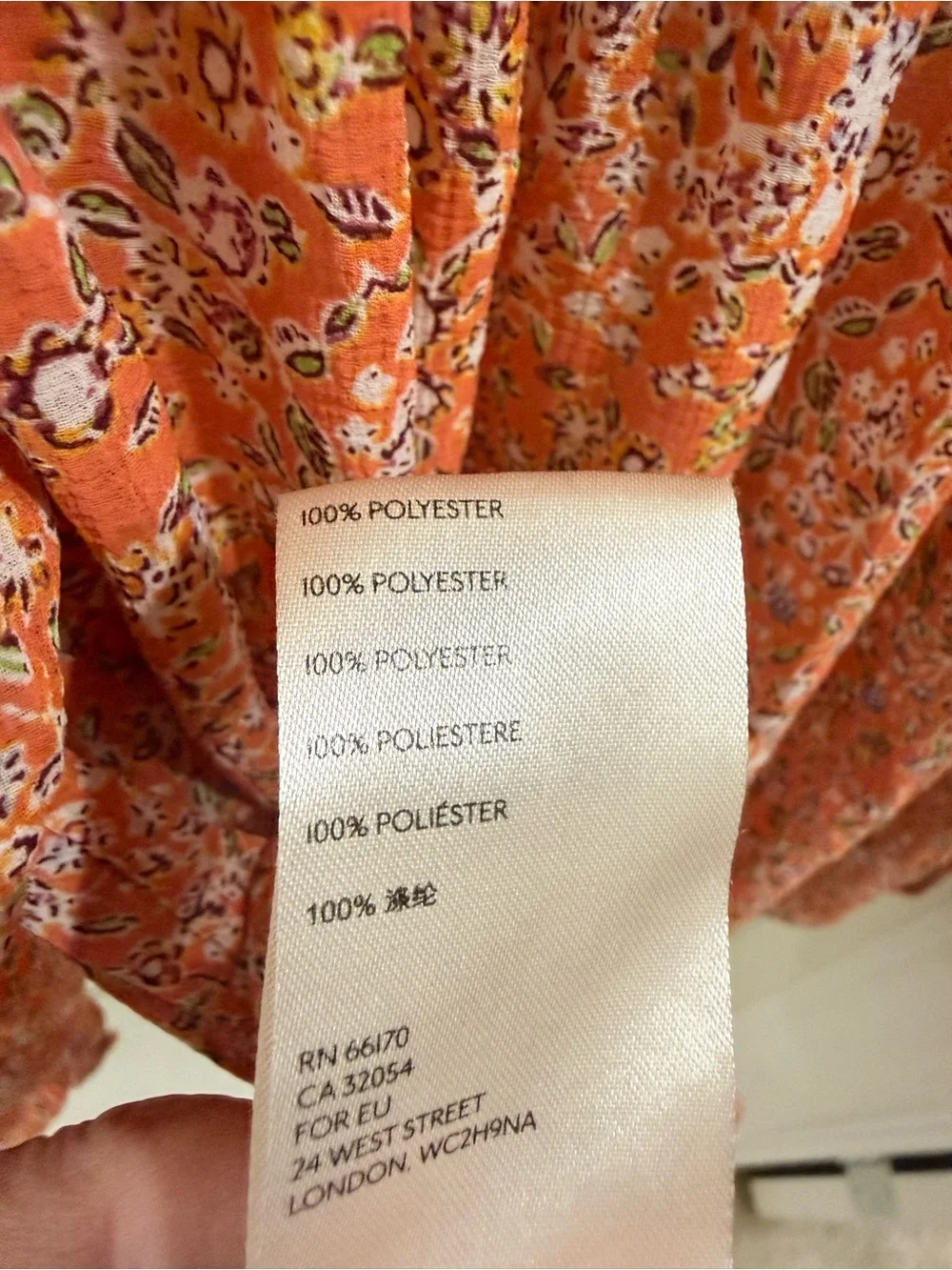 Free People Orange Floral Smocked Button-Front Blouse